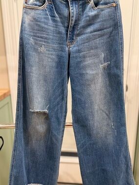 Judy Blue Distressed Medium Wash Wide Leg Jeans